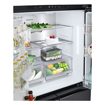 LG 638L InstaView Craft Ice French Door Side-by-Side (Essence Black Steel) - Energialuokka E, Vesi/jää ilman vesijohtoliitäntää, Smart Diagnosis™ med Wi-Fi, Bottom inside view, GMG960EVEE, thumbnail 11