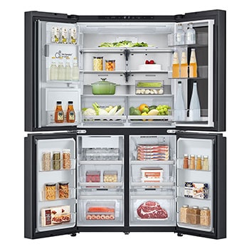 LG 638L InstaView Craft Ice French Door Side-by-Side (Essence Black Steel) - Energialuokka E, Vesi/jää ilman vesijohtoliitäntää, Smart Diagnosis™ med Wi-Fi, Double door open view, GMG960EVEE, thumbnail 3