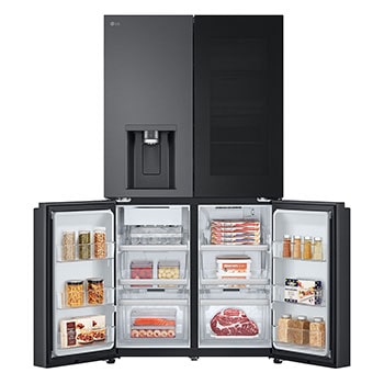 LG 638L InstaView Craft Ice French Door Side-by-Side (Essence Black Steel) - Energialuokka E, Vesi/jää ilman vesijohtoliitäntää, Smart Diagnosis™ med Wi-Fi, Bottom double door open view, GMG960EVEE, thumbnail 5