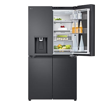 LG 638L InstaView Craft Ice French Door Side-by-Side (Essence Black Steel) - Energialuokka E, Vesi/jää ilman vesijohtoliitäntää, Smart Diagnosis™ med Wi-Fi, Top door open view, GMG960EVEE, thumbnail 6
