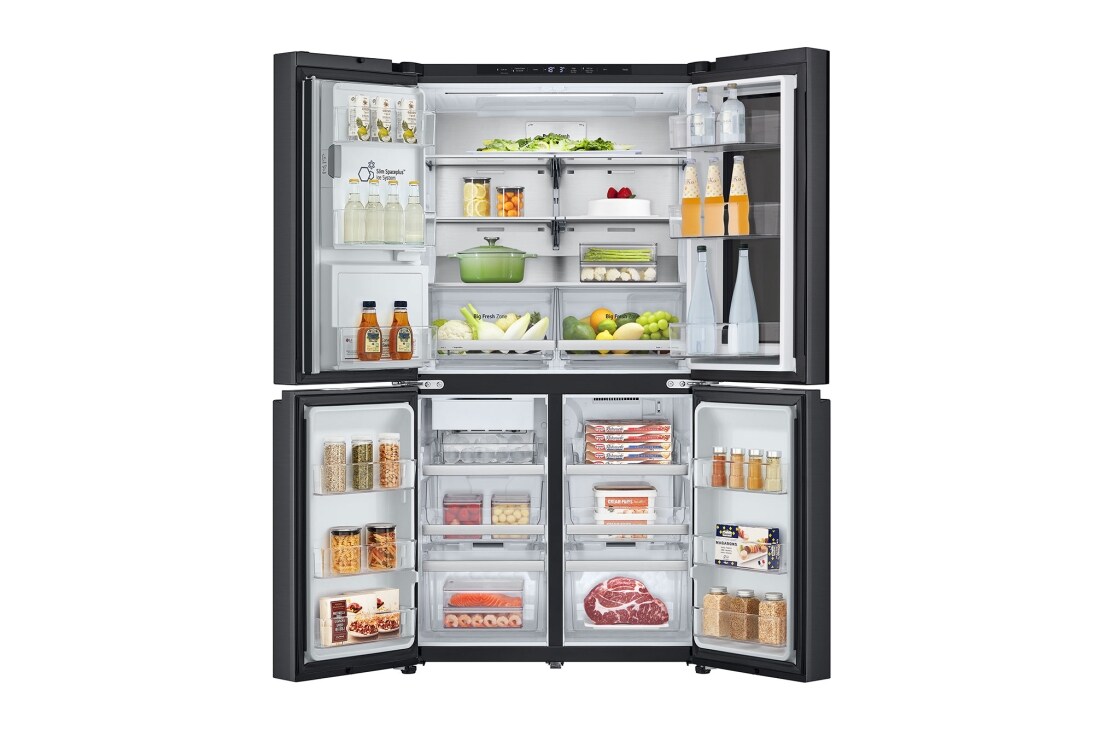 LG 638L InstaView Craft Ice French Door Side-by-Side (Essence Black Steel) - Energialuokka E, Vesi/jää ilman vesijohtoliitäntää, Smart Diagnosis™ med Wi-Fi, Double door open view, GMG960EVEE, thumbnail 3