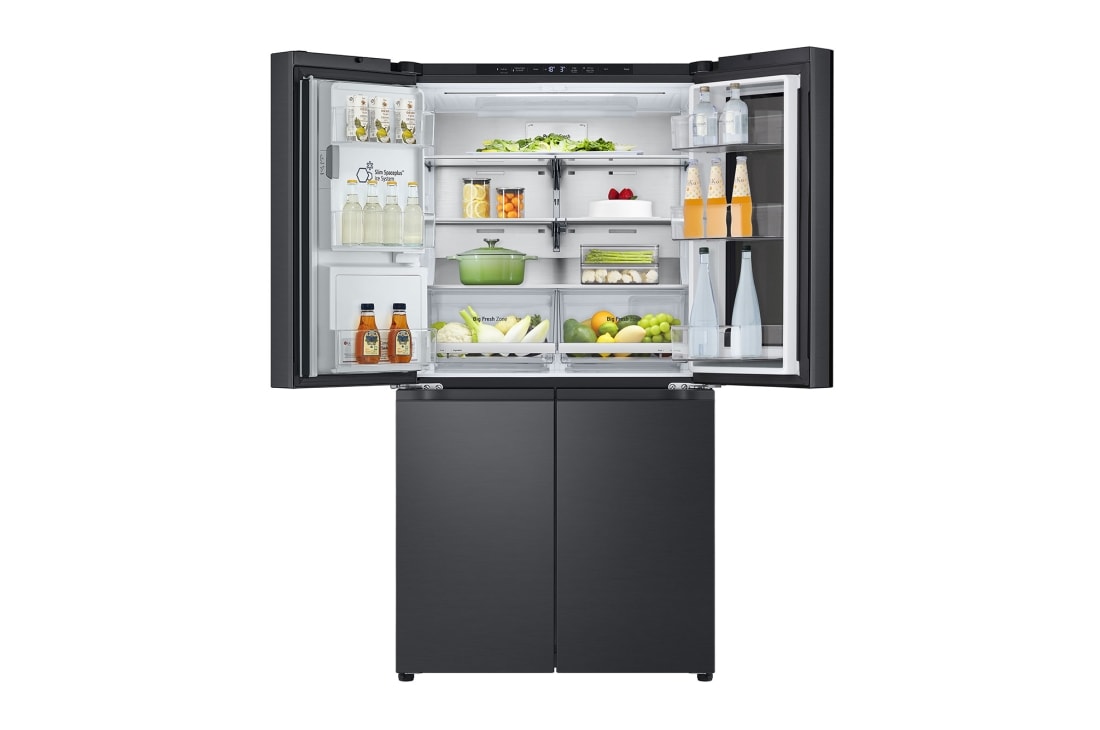 LG 638L InstaView Craft Ice French Door Side-by-Side (Essence Black Steel) - Energialuokka E, Vesi/jää ilman vesijohtoliitäntää, Smart Diagnosis™ med Wi-Fi, Top double door open view, GMG960EVEE, thumbnail 4