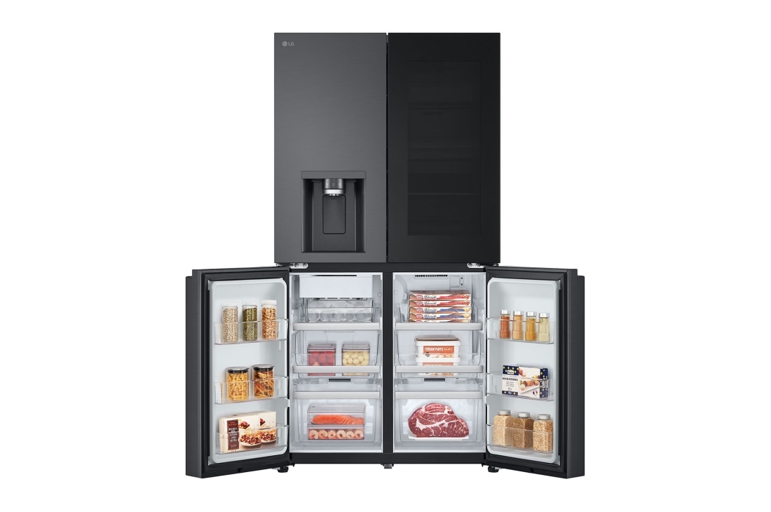 LG 638L InstaView Craft Ice French Door Side-by-Side (Essence Black Steel) - Energialuokka E, Vesi/jää ilman vesijohtoliitäntää, Smart Diagnosis™ med Wi-Fi, Bottom double door open view, GMG960EVEE, thumbnail 5