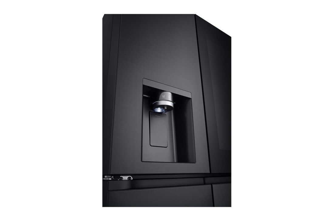 LG 638L InstaView Craft Ice French Door Side-by-Side (Essence Black Steel) - Energialuokka E, Vesi/jää ilman vesijohtoliitäntää, Smart Diagnosis™ med Wi-Fi, dispencer view, GMG960EVEE, thumbnail 9