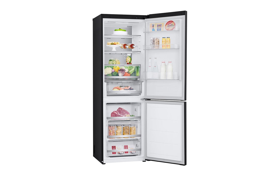 LG 1.86M 344L Jääkaappipakastimet (Essence Black) - Energialuokka E, Nature Fresh, Door Cooling+™ ja Smart Diagnosis™ - Wi-Fi, slightly left side view, GBV7170EEV, thumbnail 16