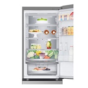LG 1.86M 344L Jääkaappipakastimet (Prime Silver) - Energialuokka E, Nature Fresh, Door Cooling+™ ja Smart Diagnosis™ - Wi-Fi, front view top single door open, GBV7170EPY, thumbnail 2