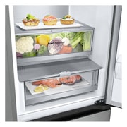 LG 1.86M 344L Jääkaappipakastimet (Prime Silver) - Energialuokka E, Nature Fresh, Door Cooling+™ ja Smart Diagnosis™ - Wi-Fi, front view with double door open, GBV7170EPY, thumbnail 4