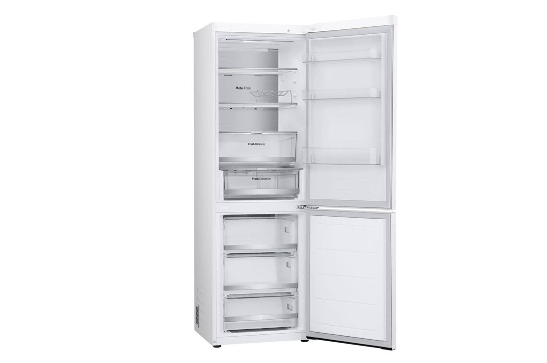 LG 1.86M 344L Jääkaappipakastimet (Valkoinen) - Energialuokka E, Nature Fresh, Door Cooling+™ ja Smart Diagnosis™ - Wi-Fi, open door without thing right view, GBV7170ESW, thumbnail 8