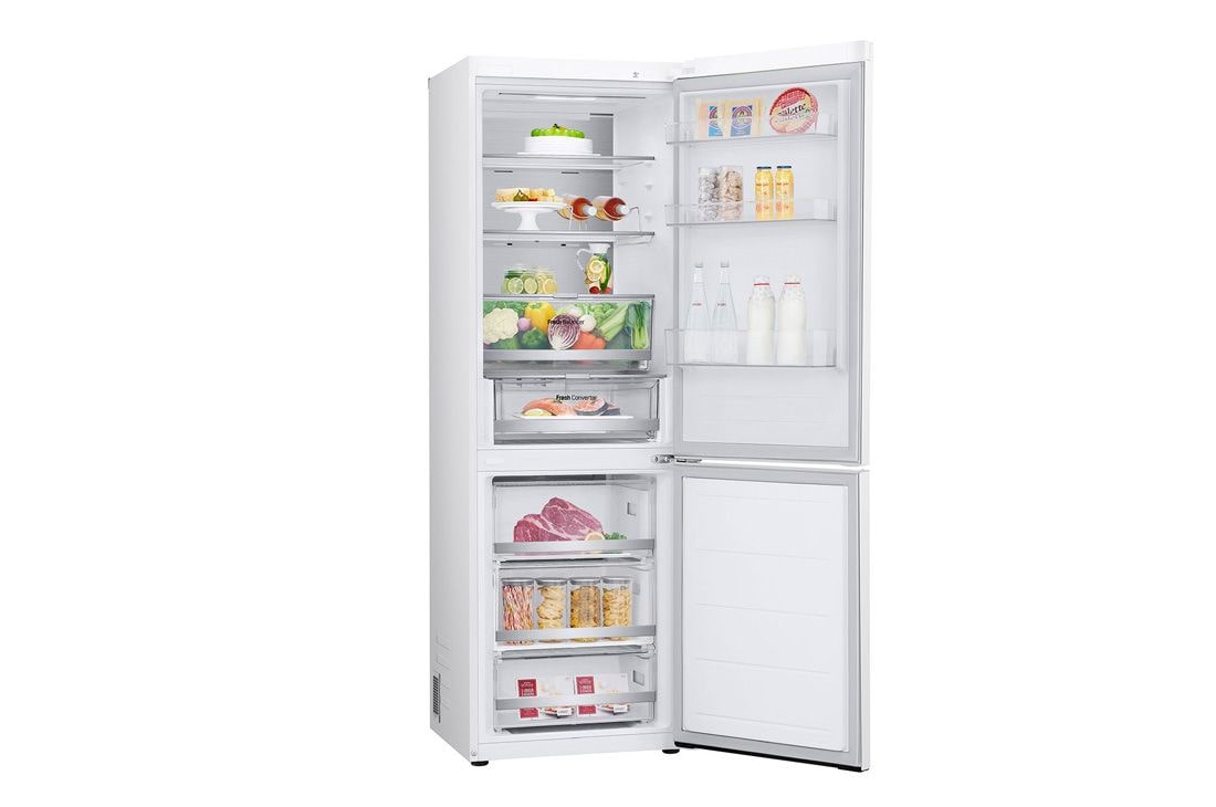 LG 1.86M 344L Jääkaappipakastimet (Valkoinen) - Energialuokka E, Nature Fresh, Door Cooling+™ ja Smart Diagnosis™ - Wi-Fi, open door with thing right view, GBV7170ESW, thumbnail 9