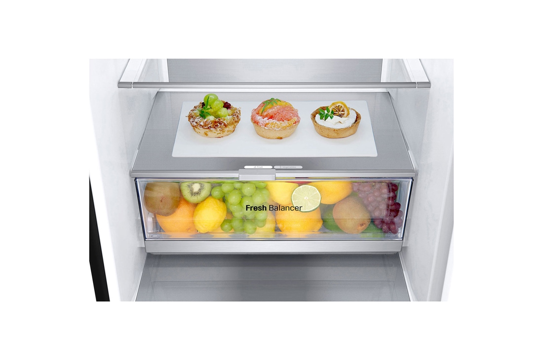 LG 2.03M 387L Jääkaappipakastimet (Essence Black) - Energialuokka A, Nature Fresh, Door Cooling+™ ja Smart Diagnosis™, zoom view, GBVE2801EV, thumbnail 5