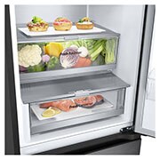 LG 2.03M 387L Jääkaappipakastimet (Essence Black) - Energialuokka A, Nature Fresh, Door Cooling+™ ja Smart Diagnosis™, down empty view, GBVE2801EV, thumbnail 7