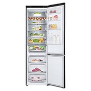 LG 2.03M 387L Jääkaappipakastimet (Essence Black) - Energialuokka A, Nature Fresh, Door Cooling+™ ja Smart Diagnosis™, left side double door open, GBVE2801EV, thumbnail 12