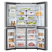 LG 637L French Door Side-by-Side (Prime Silver), Energialuokka E,  Vesi/jää vesijohtoliitännällä, Smart Diagnosis™, Etuosa täysin auki (täynnä ruokaa), GML960PYFE, thumbnail 2