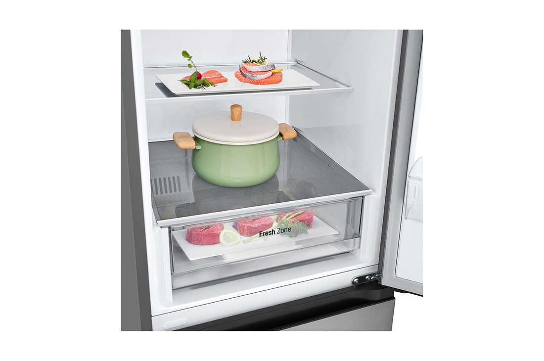 LG 2.03M 387L Jääkaappipakastimet (Prime Silver) - Energialuokka E, Nature Fresh, Door Cooling+™ ja Smart Diagnosis™, 2.03M 387L Jääkaappipakastimet (Prime Silver) - Energialuokka E, Nature Fresh, Door Cooling+™ ja Smart Diagnosis™, GBV22L0EPY, thumbnail 4