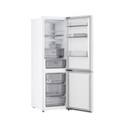 LG 1.86M 333L Jääkaappipakastimet (Valkoinen) - Energialuokka C, Nature Fresh, Door Cooling+™ ja Smart Diagnosis™ Wi-Fi, Lähikuva LG-jääkaappipakastimen (GBBS515CSW) viinitelineestä, jossa on 4 pulloa ja macaron-laatikko; teline on suurennettu pyöreään kuvaan, GBBS515CSW, thumbnail 7