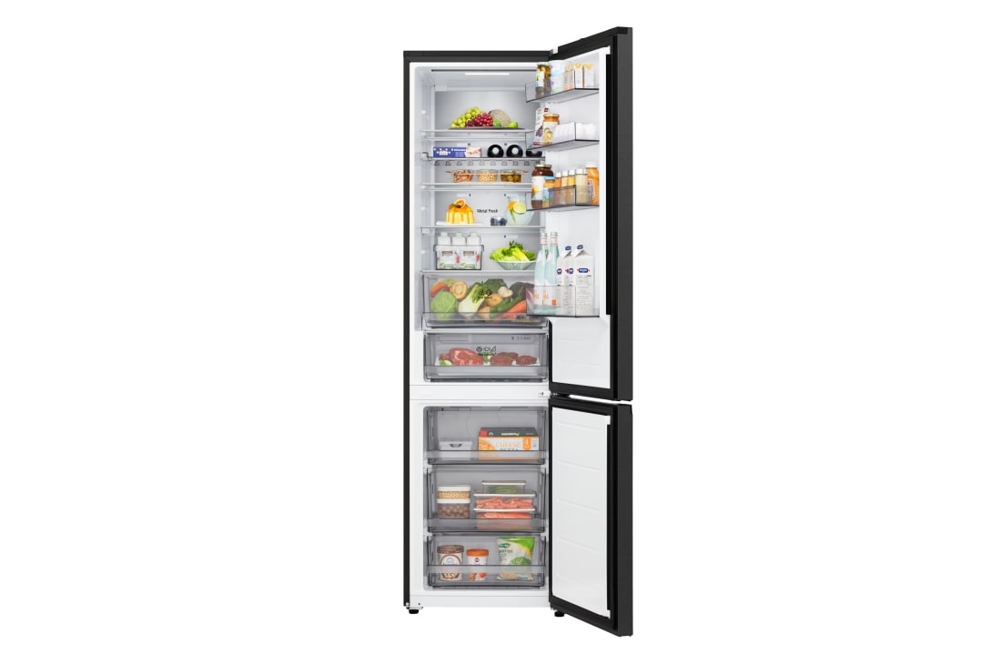 LG 2.03M 375L Jääkaappipakastin (Musta teräs) | Energialuokka D, Door Cooling+™ ja Smart Diagnosis™ Wi-Fi-yhteydellä, LG-yhdistelmäjääkaappi/pakastin, energialuokituksen D, Essence Black Steel terästä Nature Fresh -teknologialla. Tilavuus 375 litraa., GBBS524DEV, thumbnail 5