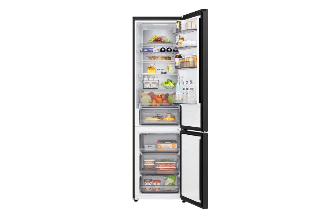 LG 2.03M 375L Jääkaappipakastin (Musta teräs) | Energialuokka D, Door Cooling+™ ja Smart Diagnosis™ Wi-Fi-yhteydellä, LG-yhdistelmäjääkaappi/pakastin, energialuokituksen D, Essence Black Steel terästä Nature Fresh -teknologialla. Tilavuus 375 litraa., GBBS524DEV, thumbnail 6