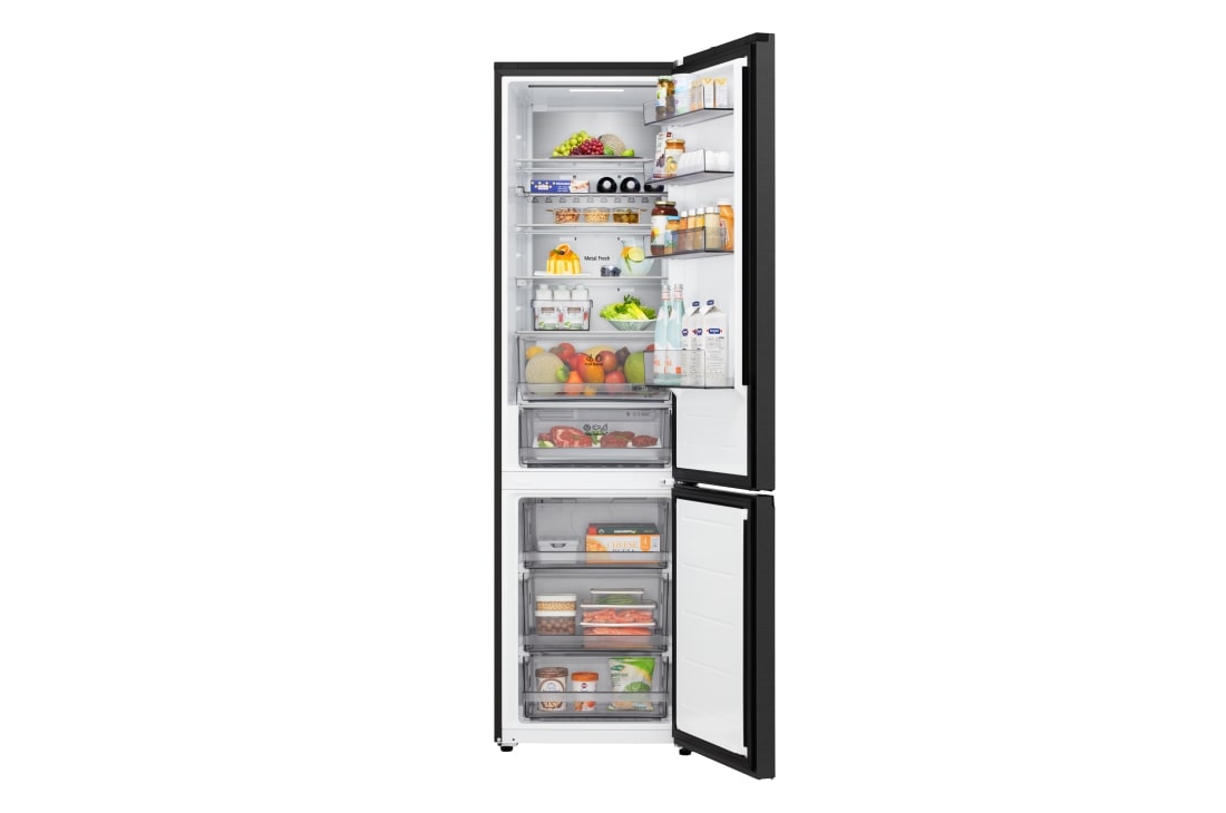 LG 2.03M 375L Jääkaappipakastin (Musta teräs) | Energialuokka D, Door Cooling+™ ja Smart Diagnosis™ Wi-Fi-yhteydellä, LG-yhdistelmäjääkaappi/pakastin, energialuokituksen D, Essence Black Steel terästä Nature Fresh -teknologialla. Tilavuus 375 litraa., GBBS524DEV, thumbnail 8