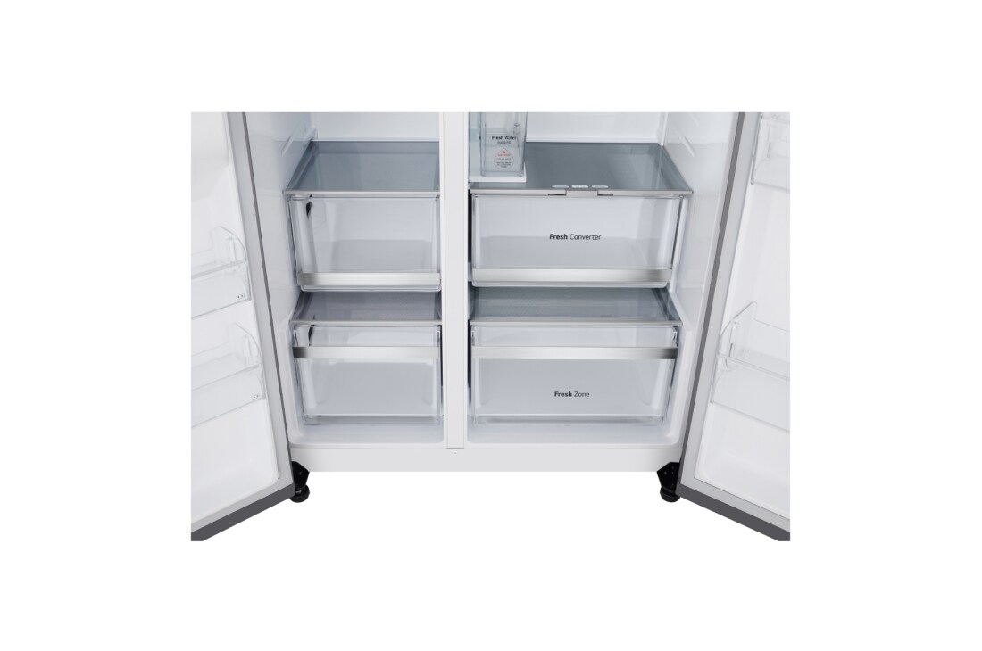 LG 628L Side by Side (Hopea) | Energialuokka D, Vesi/jää vesijohtoliitännällä, Smart Diagnosis™ ja Wi-Fi, LG GSJE81PYBD Side-by-Side-kaappi (628 L), Silver - Energialuokka D, Jääpala- ja vesiautomaatti, UVnano™, DoorCooling+™ ja Smart Inverter Compressor™ | LG Suomi, GSJE81PYBD, thumbnail 5