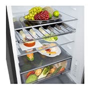 LG 2.03M 375L Jääkaappipakastimet (Essence Black) - Energialuokka A, Nature Fresh, Door Cooling+™ ja Smart Diagnosis™ Wi-Fi, LG-yhdistelmäjääkaappi/pakastin, energialuokituksen A, Essence Black Steel terästä Nature Fresh -teknologialla. Tilavuus 333 litraa., GBBS312AEV, thumbnail 8