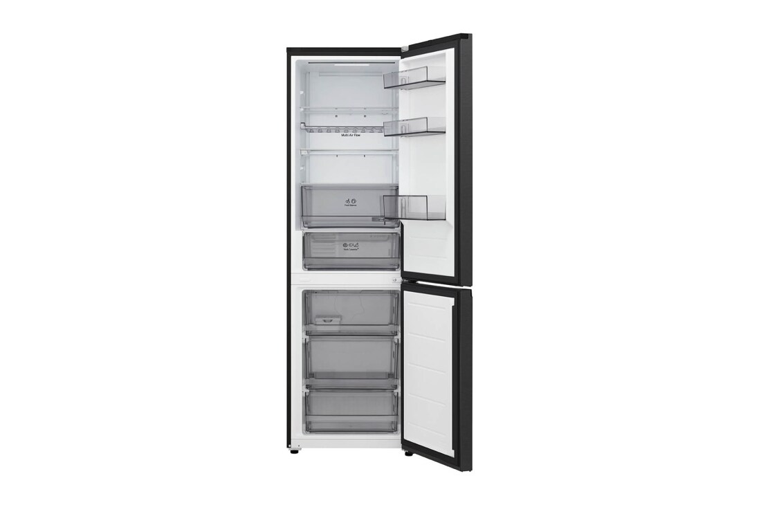 LG 2.03M 375L Jääkaappipakastimet (Essence Black) - Energialuokka A, Nature Fresh, Door Cooling+™ ja Smart Diagnosis™ Wi-Fi, LG-yhdistelmäjääkaappi/pakastin, energialuokituksen A, Essence Black Steel terästä Nature Fresh -teknologialla. Tilavuus 333 litraa., GBBS312AEV, thumbnail 2