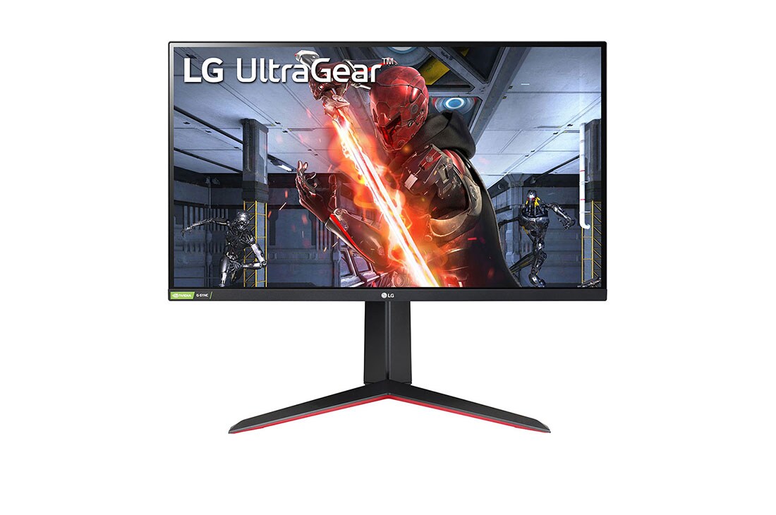 LG 27”:n UltraGear™ Full HD IPS 1 ms (GtG) -pelinäyttö NVIDIA® G-SYNC® -yhteensopivuudella, kuva edestä, 27GN650-B