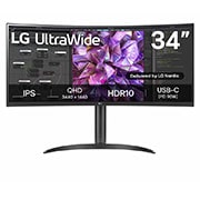 LG 34 tuuman kaareva 21:9 UltraWide™ QHD (3 440 x 1 440) -näyttö, kuva edestä, 34WQ75C-B, thumbnail 1