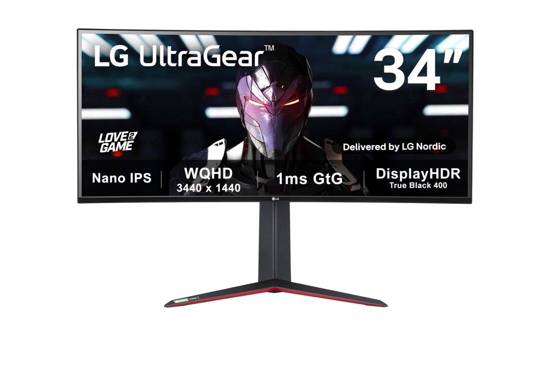 LG 34'' 21:9 UltraGear™ Nano IPS 1ms (GtG) Curved Gaming Monitor , Front view, 34GN850P-B