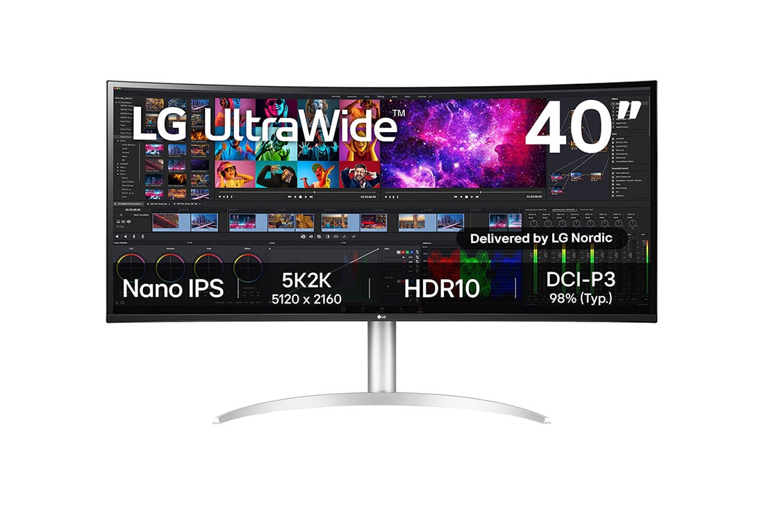 LG 39,7 tuuman Curved UltraWide™ 5K2K Nano IPS -näyttö, kuva edestä, 40WP95CP-W