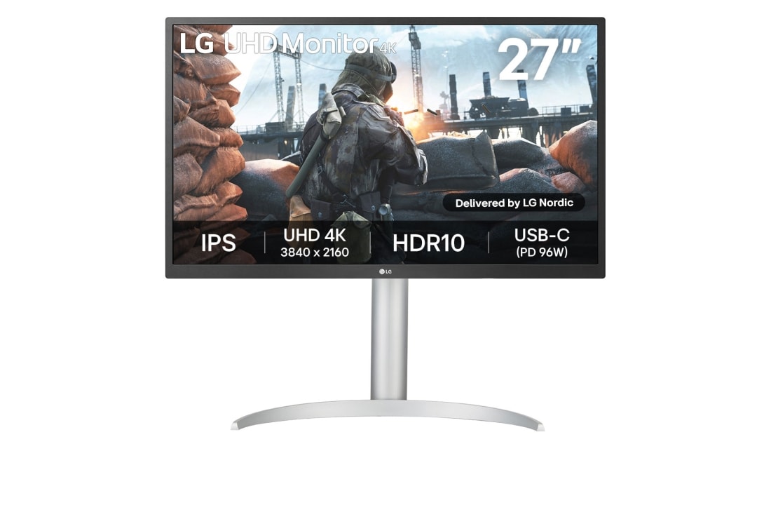 LG 27 tuuman UHD 4K (3 840 x 2 160) IPS-näyttö USB Type-C™ -liitännällä, 27UP550P-W