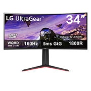 LG 34 tuuman kaareva UltraGear™ 21:9 WQHD -pelinäyttö, kuva edestä, 34GP63AP-B, thumbnail 1
