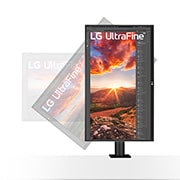 LG 27 tuuman UHD 4K Ergo IPS-näyttö USB Type-C™ -liitännällä, sivunäkymä näytöstä, jota on käännetty 90˚, 27UN880P-B, thumbnail 7