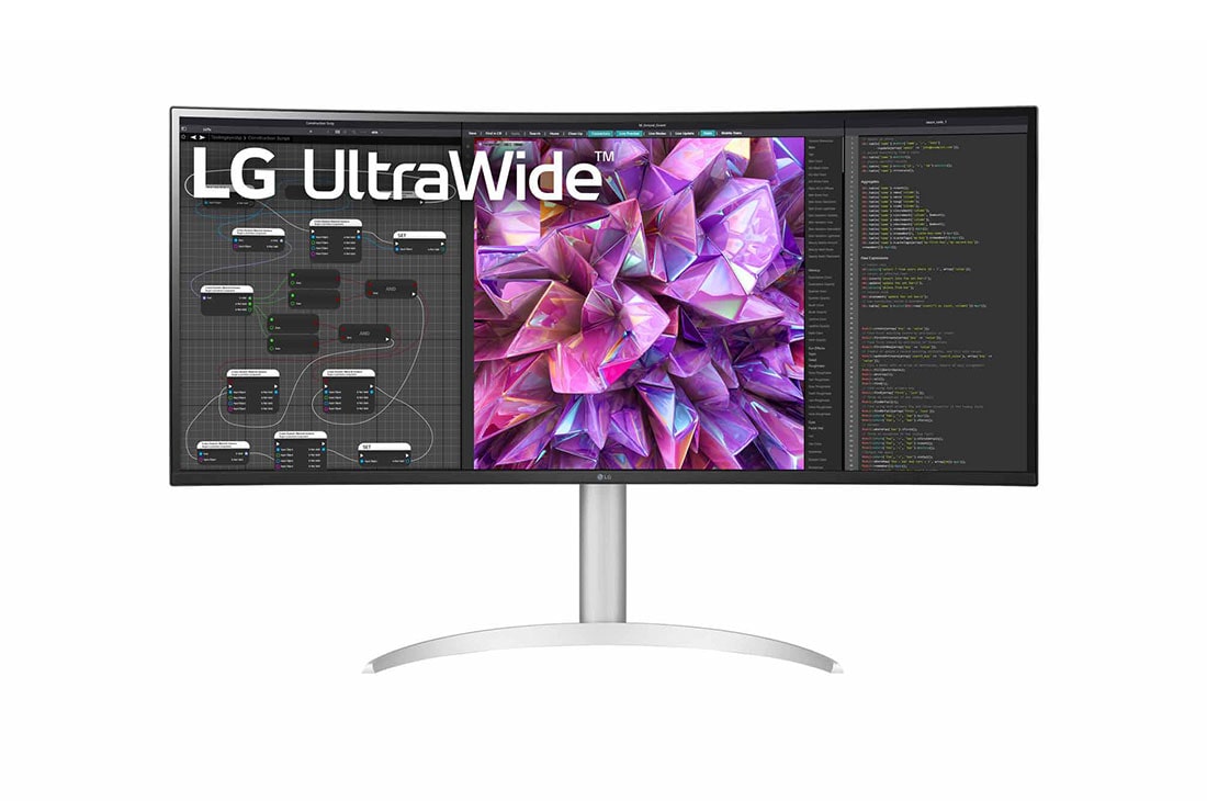 LG 37,5 tuuman kaareva 21:9 UltraWide™ QHD+ (3840 x 1600) -näyttö, kuva edestä, 38WQ75C-W