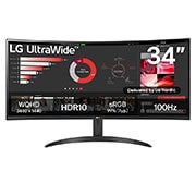LG 34 tuuman kaareva 21:9 UltraWide™ QHD (3440 x 1440) - näyttö FreeSync™ - ominaisuudella, kuva edestä, 34WR50QC-B, thumbnail 1