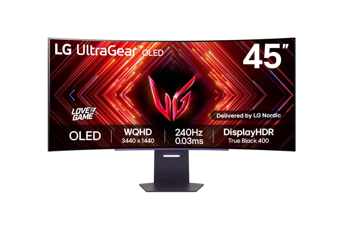 LG 45'' UltraGear™ OLED kaareva pelinäyttö | 800R, DisplayHDR True Black 400, 240Hz, 0.03ms (GtG), 45GS95QE-B
