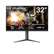 LG 32” UltraGear™ QHD IPS 180Hz -pelinäyttö | 1ms (GtG), DisplayHDR™ 400, kuva edestä, 32GS75Q-B, thumbnail 1