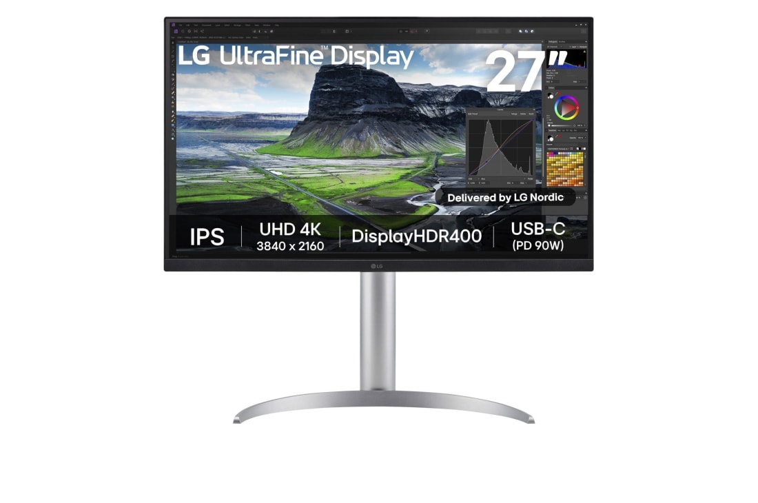 LG 27” UHD 4K IPS -näyttö 2000:1 kontrastisuhteella, 27UQ850V-W