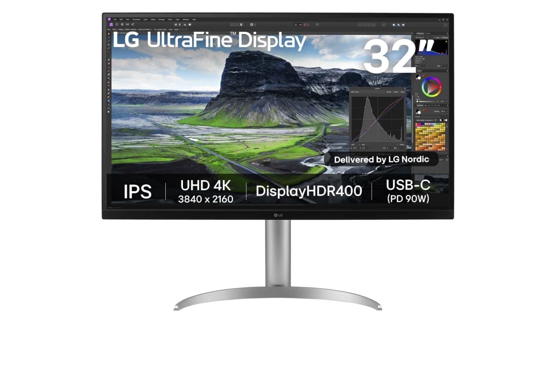 LG 32” UHD 4K IPS -näyttö 2000:1 kontrastisuhteella, 32UQ850V-W