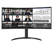 LG 34'' UltraWide QHD Curved -näyttö, jossa USB Type-C™, kuva edestä, 34WR55QC-B, thumbnail 1