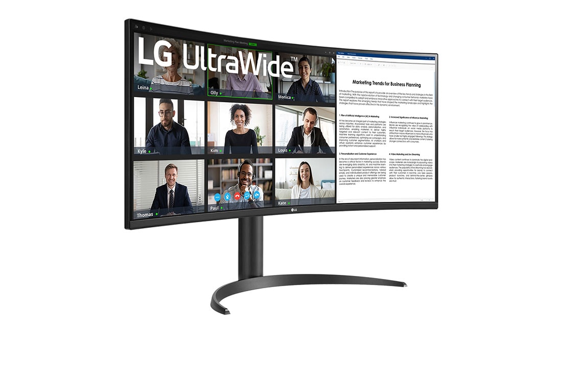 LG 34'' UltraWide QHD Curved -näyttö, jossa USB Type-C™, +15 asteen sivunäkymä, 34WR55QC-B, thumbnail 4