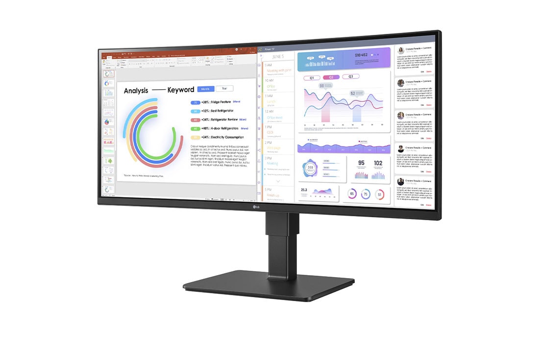 LG 34 tuuman UltraWide™ WQHD (3440x1440) IPS -näyttö, jossa USB Type-C™, -15 asteen sivunäkymä, 34BQ77QB-B, thumbnail 2