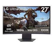 LG 27 tuuman UltraGear™ 1000R kaareva pelinäyttö | QHD, 1ms (GtG), 180Hz, kuva edestä, 27GS60QC-B, thumbnail 1