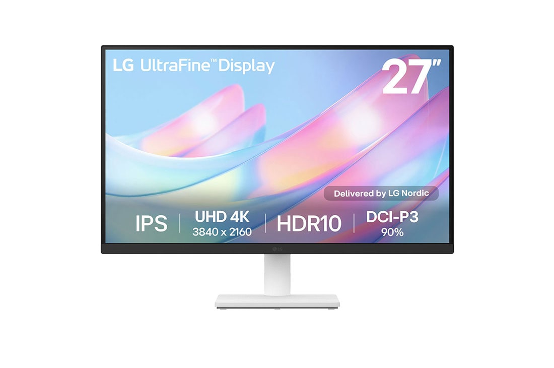 LG 27'' 4K UHD UltraFine™ IPS -näyttö, kuva edestä, 27US500