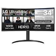 LG 34'' UltraWide QHD Curved -näyttö, jossa USB Type-C™, kuva edestä, 34WR55QK-B, thumbnail 1