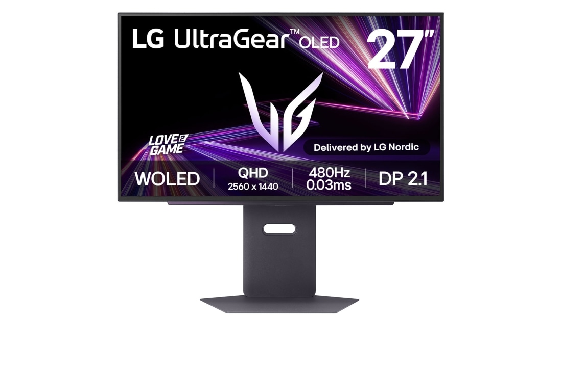 LG UltraGear™ 27 tuuman OLED 480Hz QHD -pelinäyttö | 0.03ms (GtG), DP 2.1, DisplayHDR True Black 400 , 27gx790a-b