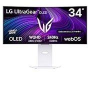 LG UltraGear™ 34 tuuman OLED 240Hz WQHD kaareva pelinäyttö | webOS, 0.03ms (GtG), 240Hz, DisplayHDR True Black 400, kuva edestä, 34GX90SA-W, thumbnail 1
