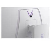 LG UltraGear™ 34 tuuman OLED 240Hz WQHD kaareva pelinäyttö | webOS, 0.03ms (GtG), 240Hz, DisplayHDR True Black 400, lähikuva tunnuksesta takana valot sammutettuina, 34GX90SA-W, thumbnail 14