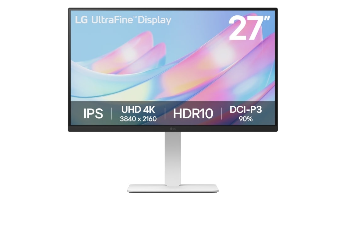 LG 27'' 4K UHD UltraFine™ IPS -näyttö, kuva edestä, 27US550-W