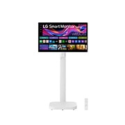 LG 31,5 tuuman 4K UHD IPS Smart Monitor Swing kosketusnäytöllä, liikutettava jalusta, Kuva edestä kaukosäätimen kanssa, 32U889SA-W, thumbnail 1