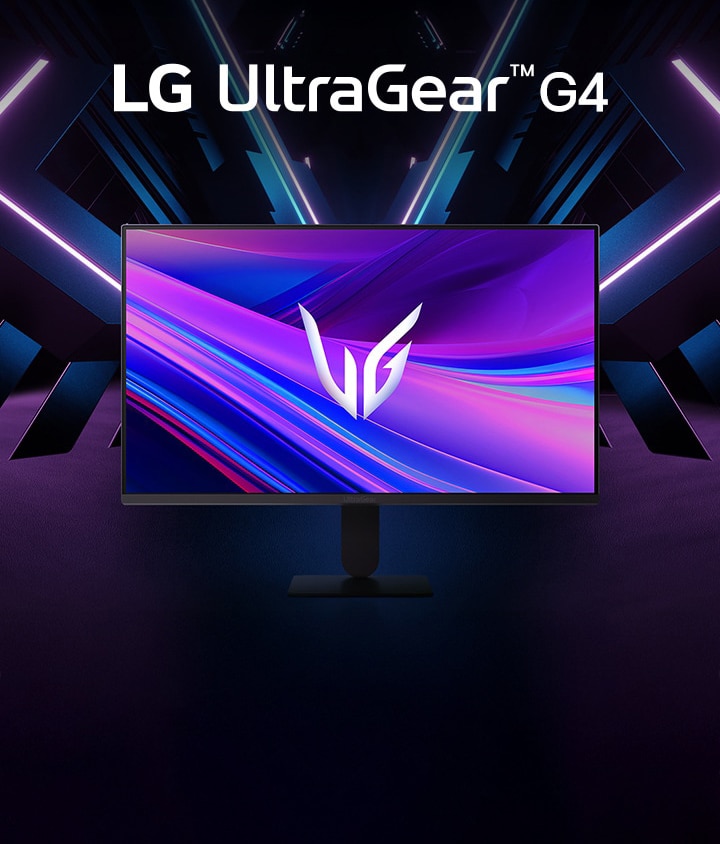 Edestä otettu kuva UltraGear™ 24g411a -pelinäytöstä.	